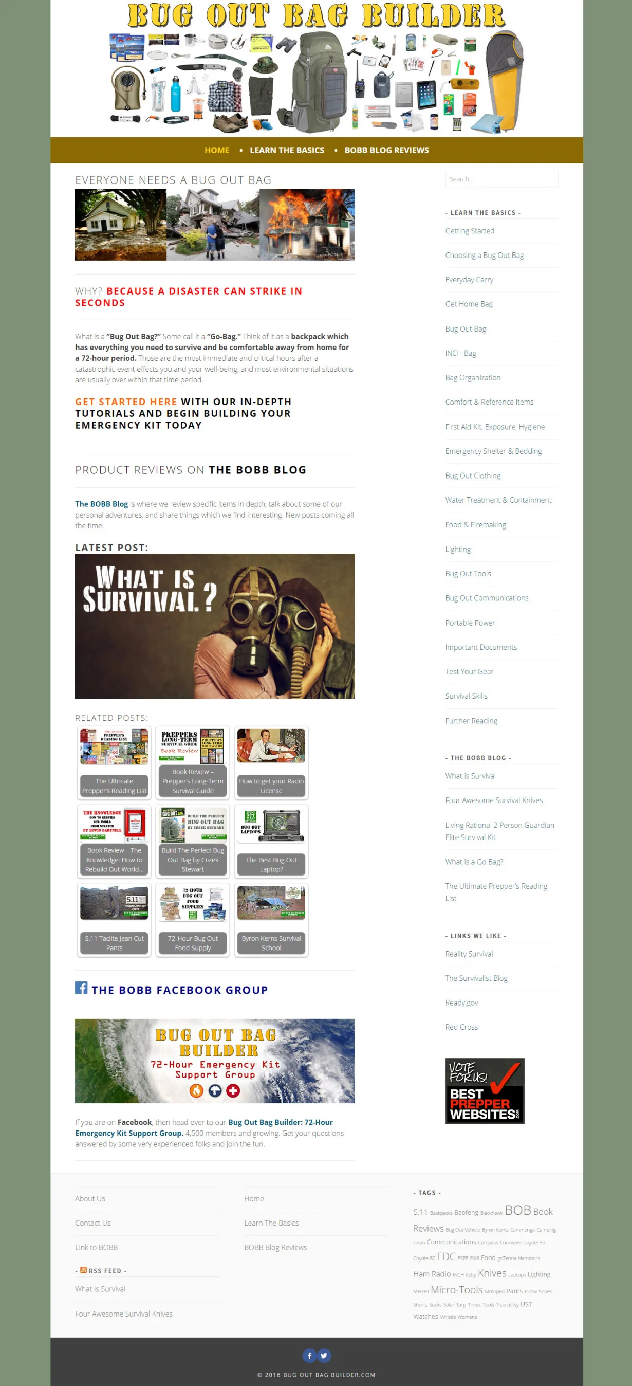 Bug Out Bag Builder Website Before