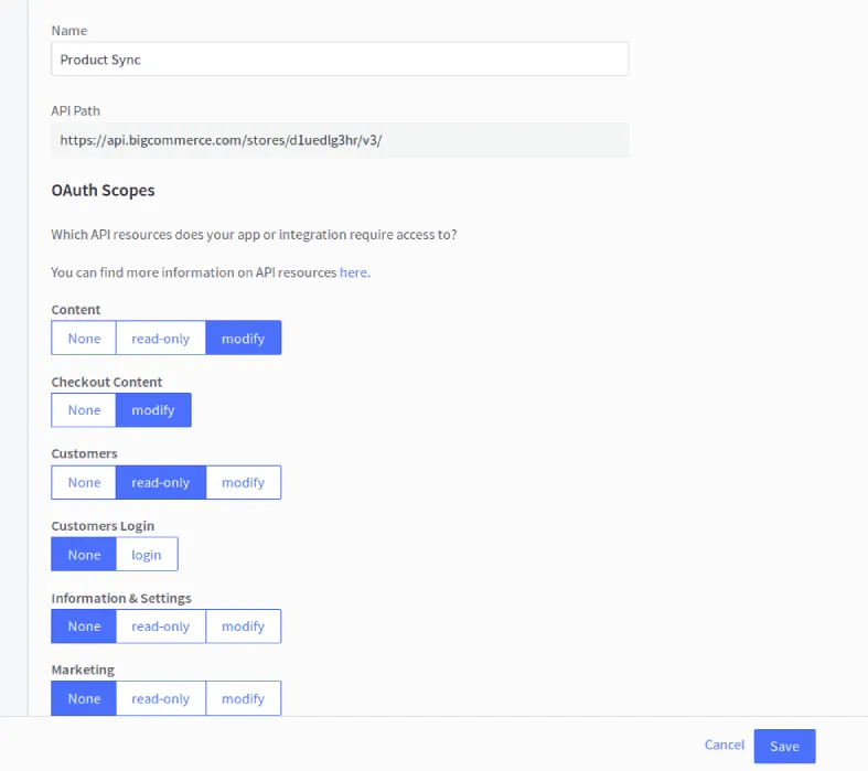 API Configuration - BigCommerce