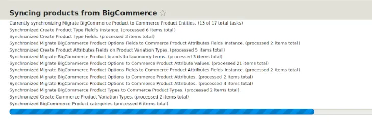 Syncing from BigCommerce in Progress