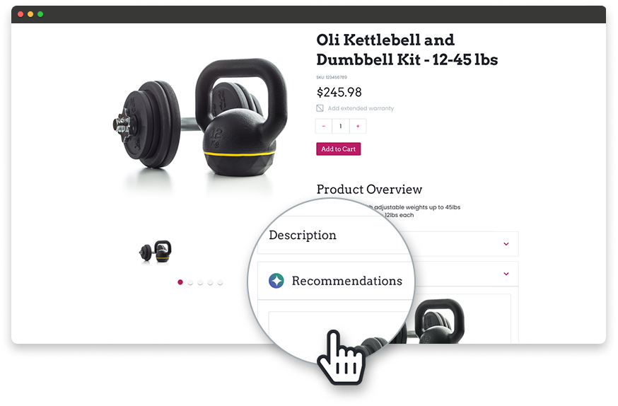 Ai recommended add-ons promoted on product details page