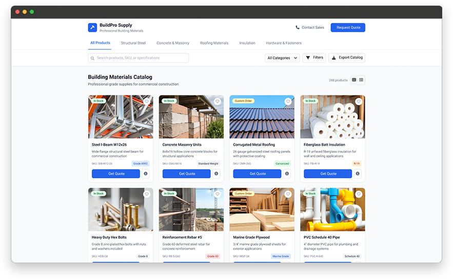 Example of a B2B Commerce Product Catalog