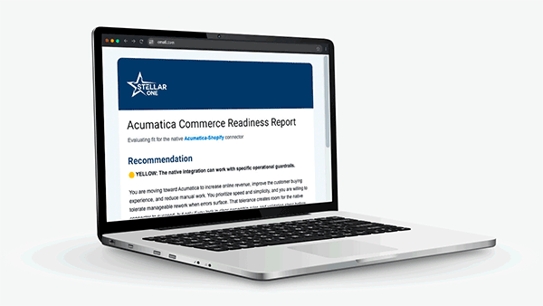 Email preview of an Acumatica Commerce Readiness Report