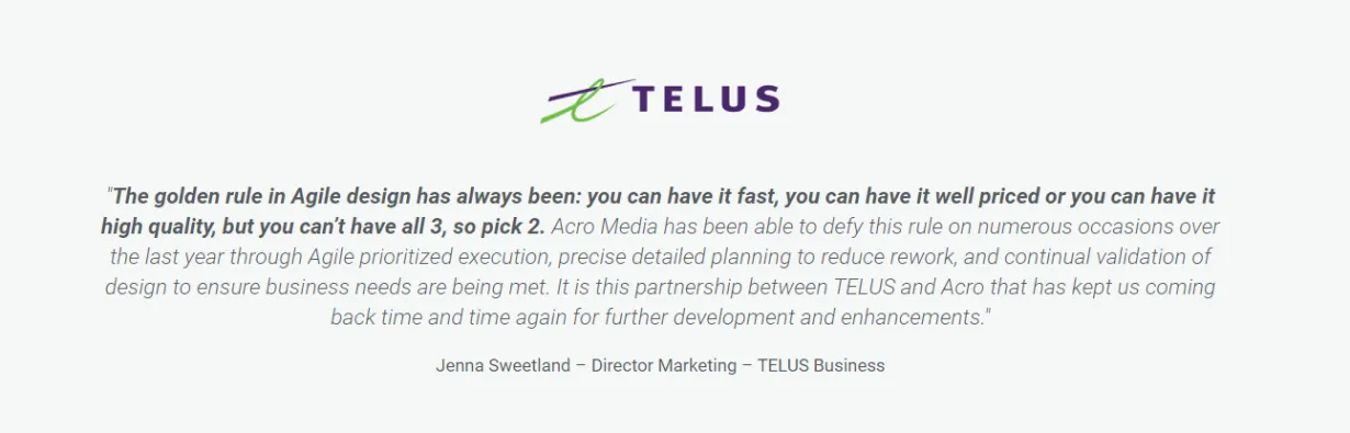 Testimonial - TELUS - Jenna Sweetland, Director of Marketing