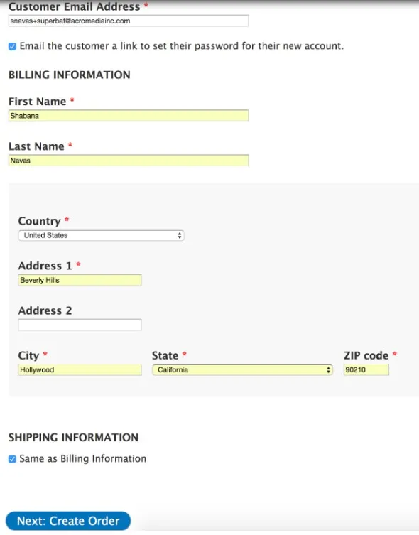Commerce SOS - Create new customer