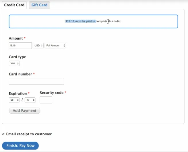 Commerce SOS - Finalize order