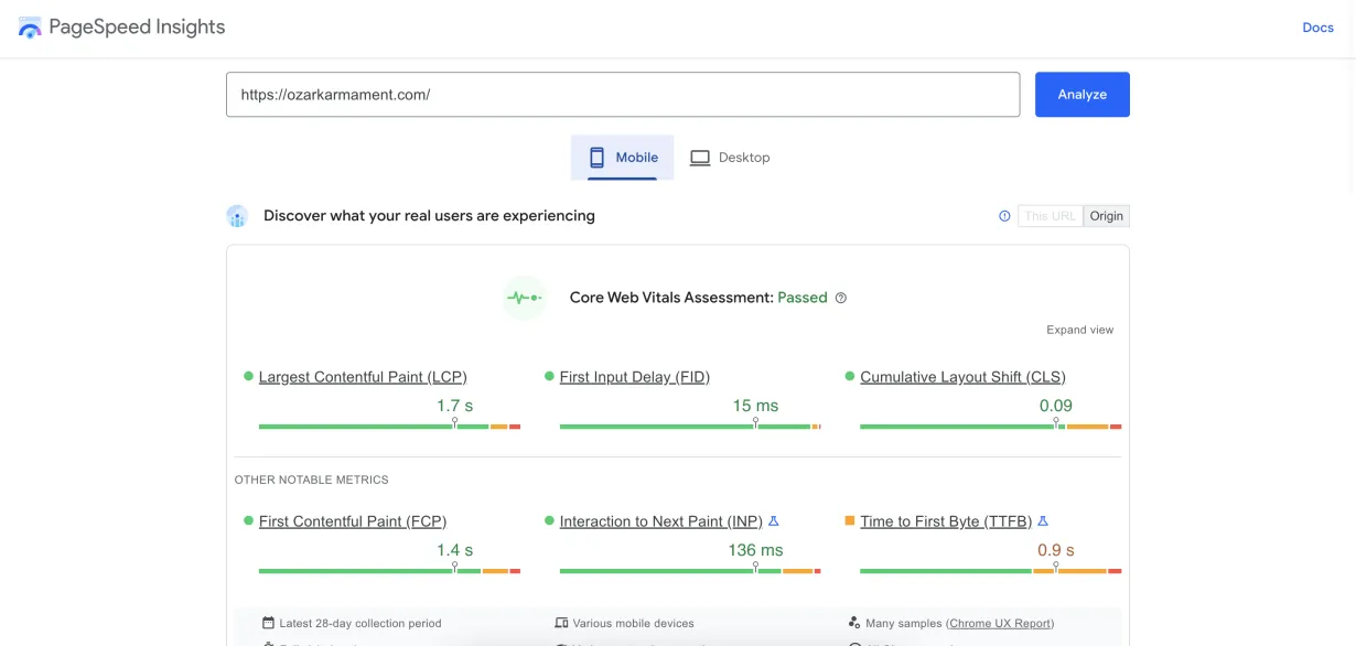 ozark armanent analytics screen shot