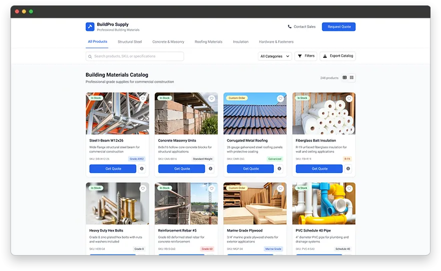 Example of a B2B Commerce Product Catalog