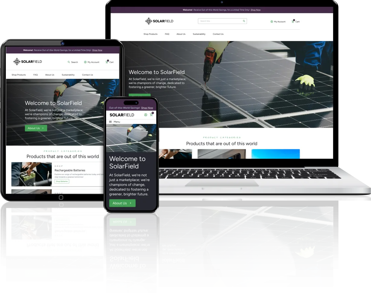 A Creative Design Concept is displayed on 3 Devices; Laptop, Tablet and Mobile, conveying best practices for responsive web development 