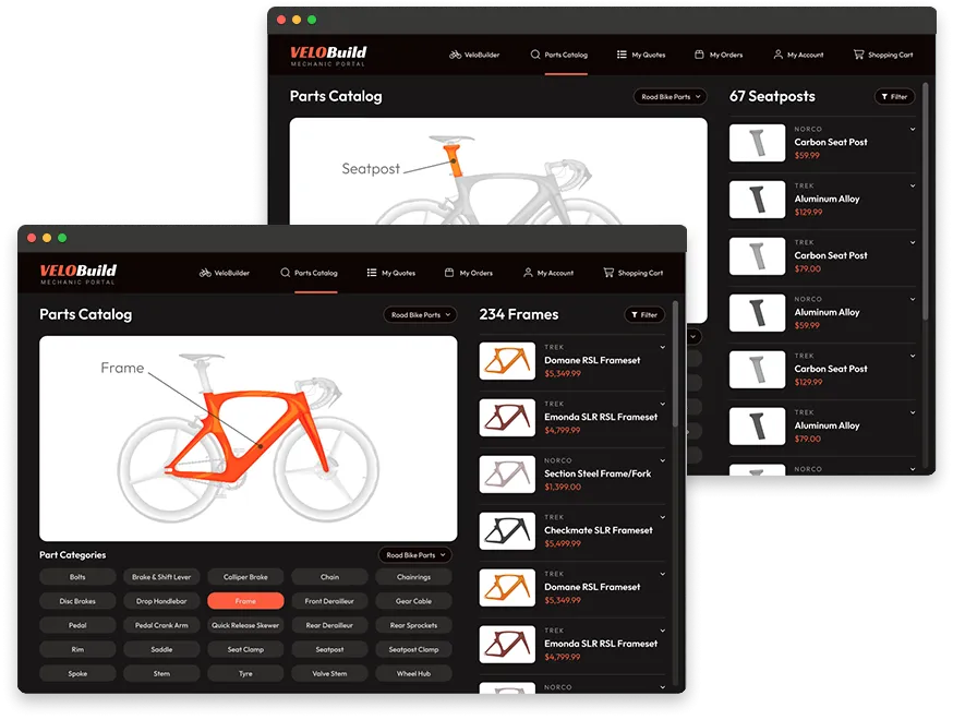 Custom Development, product look-up tool for in-store sales and bicycle mechanics