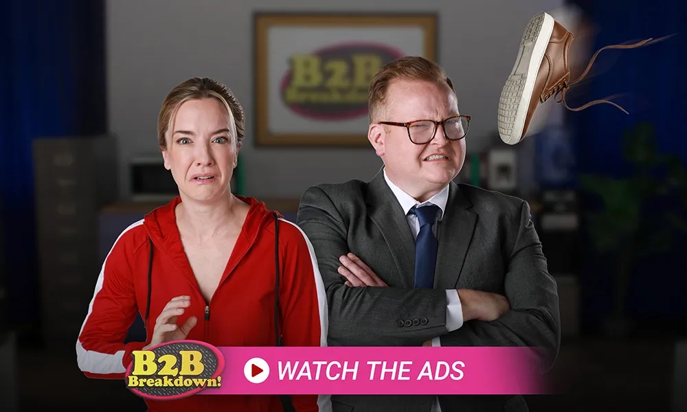 Rick and Janet on the set of B2B Breakdown. Click to watch the ad set.